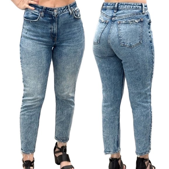 Abercrombie & Fitch The Mom High Rise Jeans Medium Acid Wash Denim Curve Love - Picture 1 of 16
